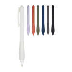 Stylo en plastique recyclé avec corps en caoutchouc encre bleue couleur noir deuxième vue en couleurs