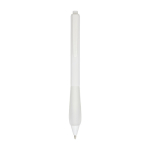 Stylo en plastique recyclé avec corps en caoutchouc encre bleue couleur blanc transparent