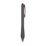 Stylo en plastique recyclé avec corps en caoutchouc encre bleue couleur gris taupe deuxième vue latérale