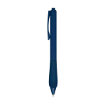 Stylo en plastique recyclé avec corps en caoutchouc encre bleue vue latérale