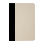Carnet à couverture rigide à base de canne à sucre A5 feuilles lignées couleur noir deuxième vue frontale