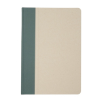 Carnet à couverture rigide à base de canne à sucre A5 feuilles lignées couleur vert pastel deuxième vue frontale