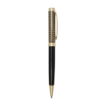 Ensemble stylo et roller avec finition chromée dorée encre bleue couleur doré deuxième vue latérale