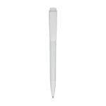 Stylo en plastique recyclé avec écriture longue encre bleue couleur blanc