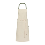 Tablier en coton recyclé avec tour de cou coloré 200 g/m² couleur vert pastel