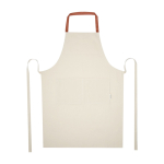 Tablier en coton recyclé avec tour de cou coloré 200 g/m² couleur saumon deuxième vue frontale