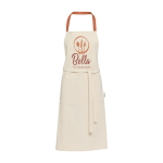 Tablier en coton recyclé avec tour de cou coloré 200 g/m² couleur saumon vue impression sérigraphique