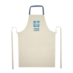 Tablier en coton recyclé avec tour de cou coloré 200 g/m² avec zone d'impression