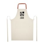 Tablier en coton recyclé avec tour de cou coloré 200 g/m² avec zone d'impression