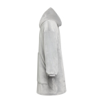Couverture à capuche en flanelle de polyester avec poche frontale couleur gris vue latérale