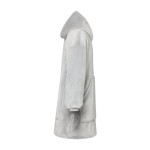 Couverture à capuche en flanelle de polyester avec poche frontale couleur gris deuxième vue latérale