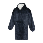 Couverture à capuche en flanelle de polyester avec poche frontale couleur bleu foncé