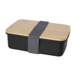 Boîte à lunch en plastique recyclé avec couvercle en bambou couleur noir