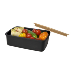 Boîte à lunch en plastique recyclé avec couvercle en bambou couleur noir deuxième vue