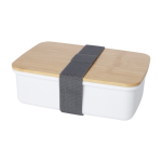 Boîte à lunch en plastique recyclé avec couvercle en bambou couleur blanc