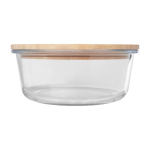 Saladier en verre borosilicate avec couvercle en bambou 750 ml couleur naturel deuxième vue frontale
