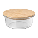 Saladier en verre borosilicate avec couvercle en bambou 750 ml couleur naturel