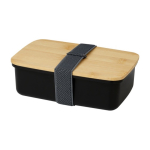 Boîte à lunch en plastique recyclé avec couvercle en bambou 500 ml couleur noir