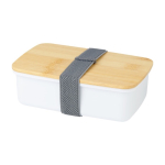 Boîte à lunch en plastique recyclé avec couvercle en bambou 500 ml couleur blanc