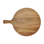 Planche à découper pour pizza en bois d’acacia avec 6 rainures couleur bois troisième vue arrière