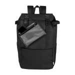 Sac à dos en polyester recyclé 900D de grande capacité avec sangles couleur noir troisième vue