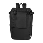 Sac à dos en polyester recyclé 900D de grande capacité avec sangles couleur noir troisième vue frontale