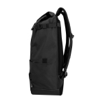 Sac à dos en polyester recyclé 900D de grande capacité avec sangles couleur noir vue latérale