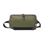 Sac bandoulière en polyester recyclé certifié GRS avec compartiments couleur vert deuxième vue frontale