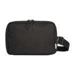Trousse de toilette en polyester recyclé avec compartiment principal couleur noir deuxième vue frontale