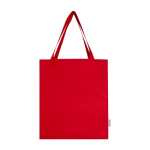 Sac de courses en coton recyclé avec longues anses 140 g/m² couleur rouge deuxième vue frontale
