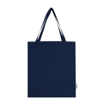 Sac de courses en coton recyclé avec longues anses 140 g/m² couleur bleu marine deuxième vue frontale