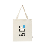 Sac de courses en coton recyclé avec longues anses 140 g/m² avec zone d'impression