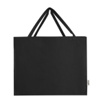 Sac en coton recyclé avec grand compartiment principal 220 g/m² couleur noir deuxième vue frontale