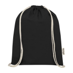 Sac en coton recyclé résistant avec cordons 140 g/m² couleur noir deuxième vue frontale