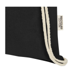 Sac en coton recyclé résistant avec cordons 140 g/m² couleur noir vue détail 1