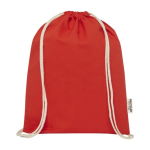 Sac en coton recyclé résistant avec cordons 140 g/m² couleur rouge deuxième vue frontale