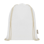 Sac en coton recyclé résistant avec cordons 140 g/m² couleur blanc deuxième vue frontale
