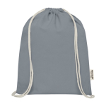 Sac en coton recyclé résistant avec cordons 140 g/m² couleur gris deuxième vue frontale