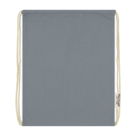 Sac en coton recyclé résistant avec cordons 140 g/m² couleur gris troisième vue frontale