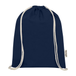Sac en coton recyclé résistant avec cordons 140 g/m² couleur bleu marine deuxième vue frontale