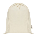 Sac en coton recyclé résistant avec cordons 140 g/m² couleur naturel deuxième vue frontale