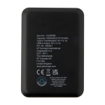 Batterie externe en plastique recyclé fine et élégante 5 000 mAh couleur noir deuxième vue arrière