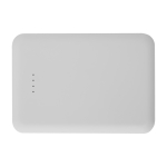 Batterie externe en plastique recyclé fine et élégante 5 000 mAh couleur blanc deuxième vue frontale