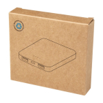 Batterie externe en plastique recyclé fine et élégante 5 000 mAh couleur blanc deuxième vue avec boîte