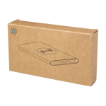 Batterie externe sans fil en aluminium recyclé 8 000 mAh couleur rouge deuxième vue avec boîte