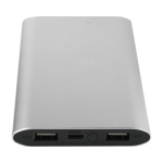 Batterie externe sans fil en aluminium recyclé 8 000 mAh couleur argenté deuxième vue