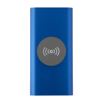 Batterie externe sans fil en aluminium recyclé 8 000 mAh couleur bleu roi deuxième vue frontale