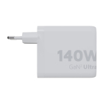 Chargeur mural avec 4 ports et puissance maximale de 140W couleur blanc deuxième vue latérale