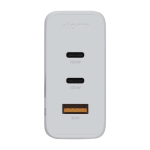 Chargeur mural en plastique recyclé avec 3 ports 100W couleur blanc deuxième vue frontale