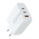 Chargeur mural en plastique recyclé avec 3 ports 100W couleur blanc